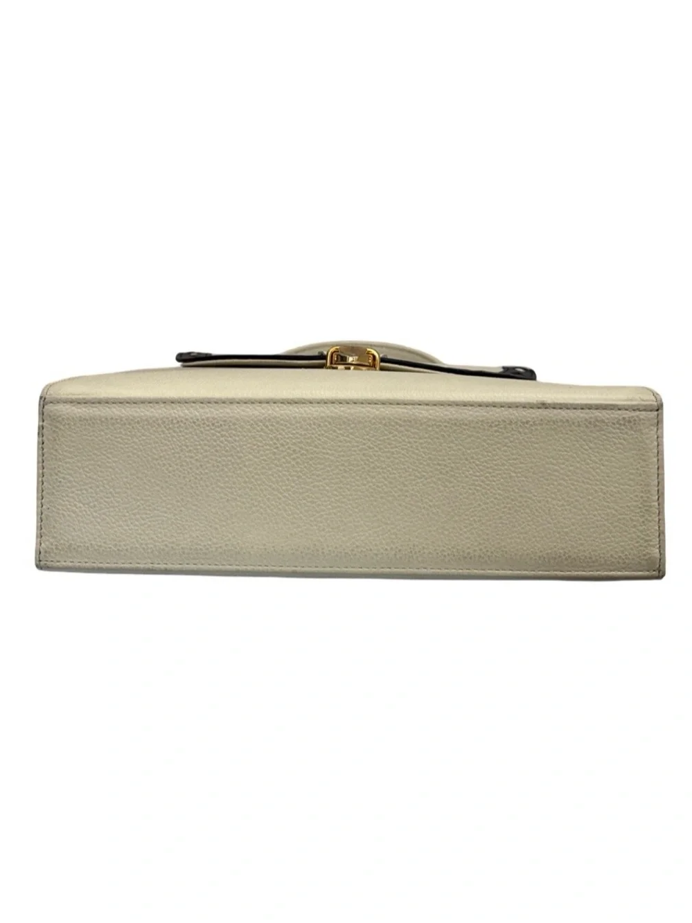 Yves Saint Laurent YSL Vintage Ivory Leather Top Handle Handbag Gold Hardware